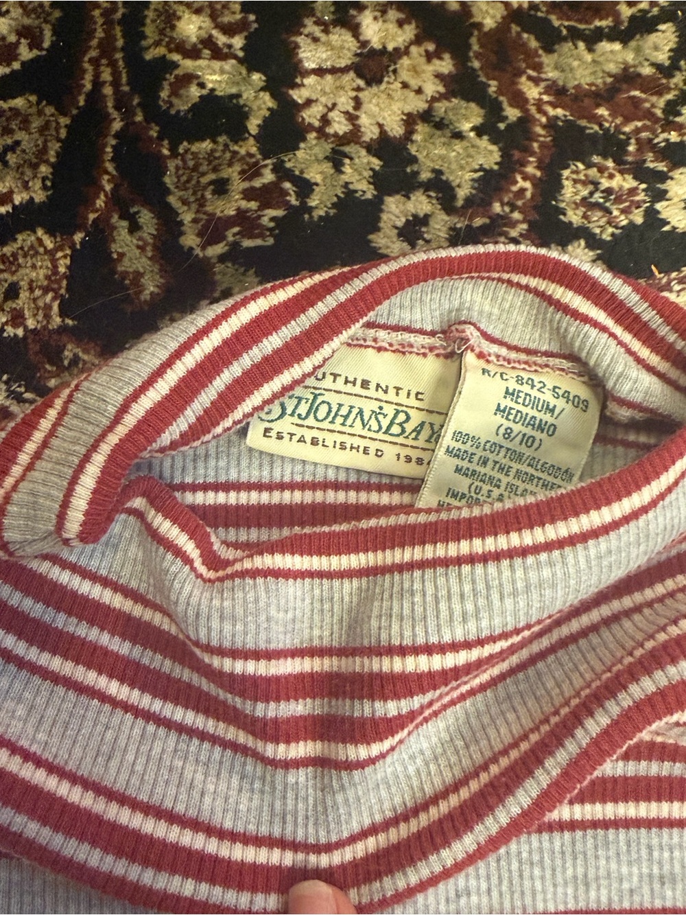 St. John's Bay Red and White Striped Turtleneck Sweater - Picture 2 of 4